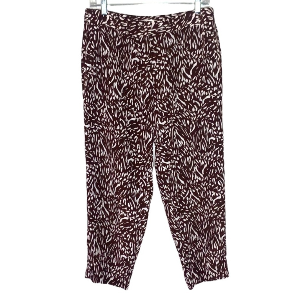 Liz Claiborne Brown & White High Rise Capri Pants Silky Soft Pockets Sz S/M
